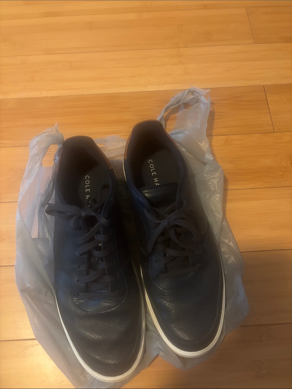 Cole Haan Men’s Navy Leather Sneakers with White Sole